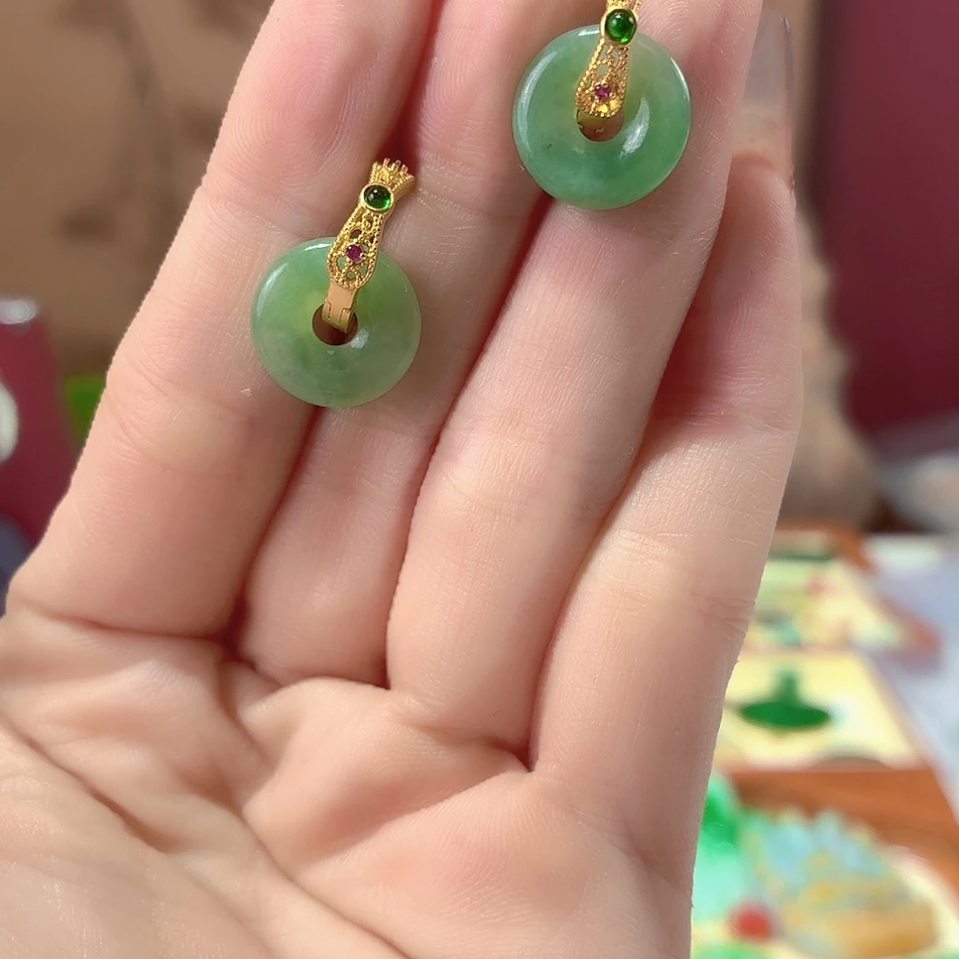 翡翠银S925镶嵌耳饰翡翠