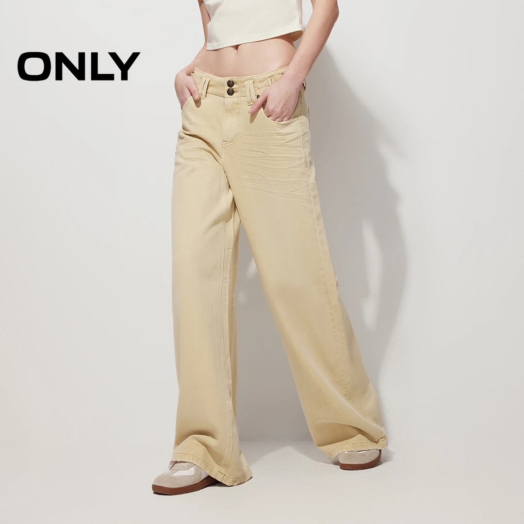 【婷婷专属】ONLY莱赛尔舒适宽松低腰阔腿裤牛仔裤女|124232041