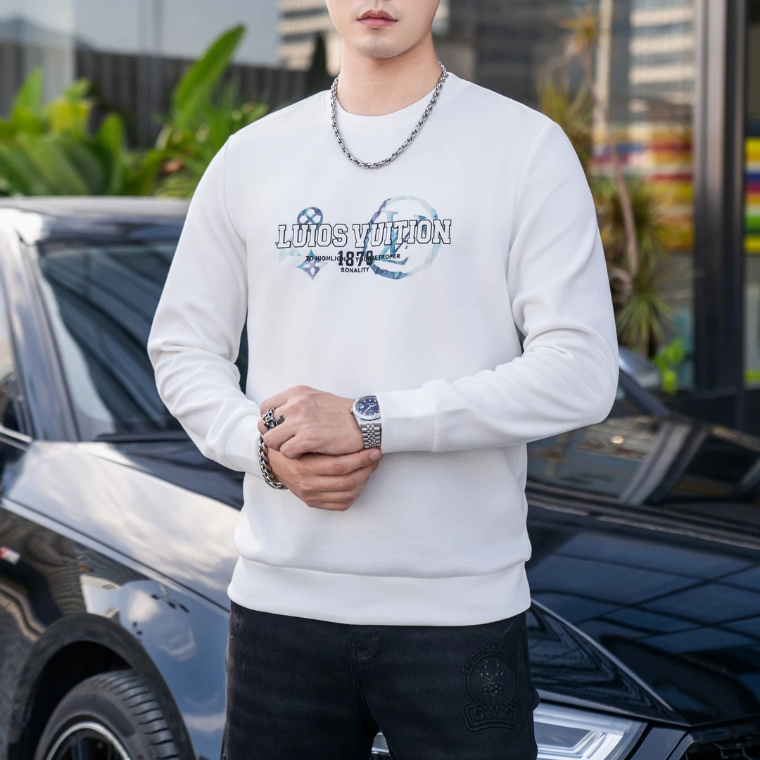 百进【潮流字母印花】秋冬圆领卫衣男士简约休闲超百搭打底衫卫衣潮