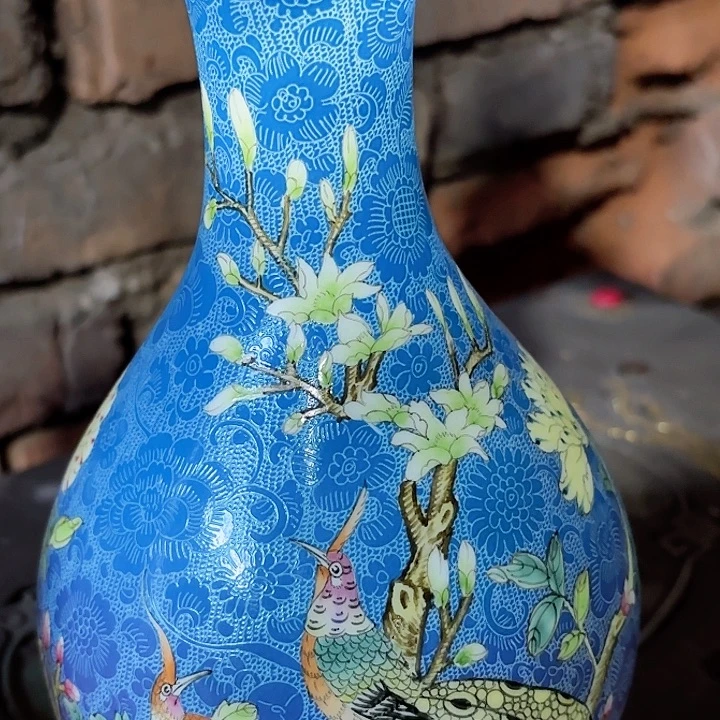 摆件景德镇高温陶瓷玉壶春扒花