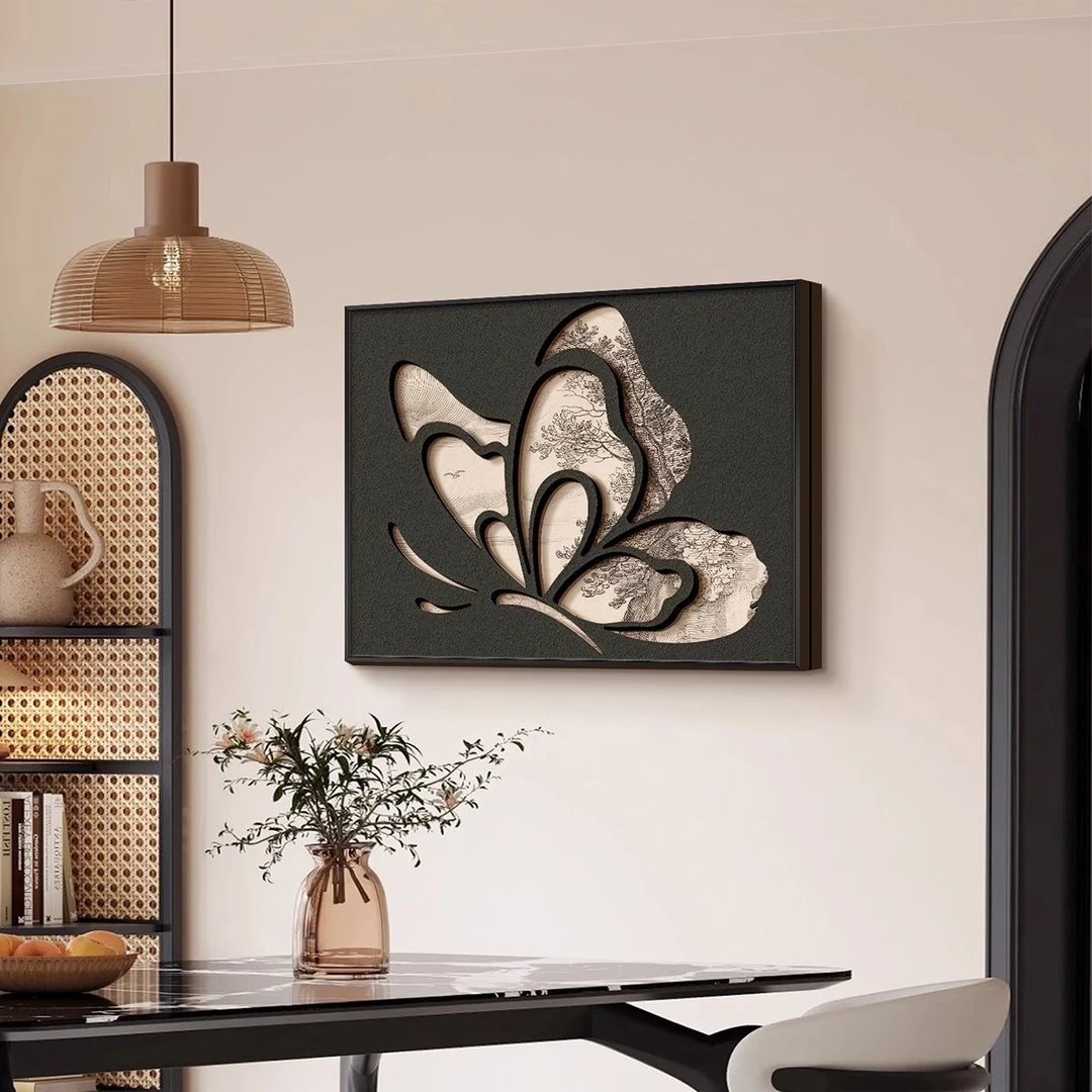 云舫立体砂岩蝴蝶电表箱装饰画法式复古风高级感弱电箱遮挡挂画油