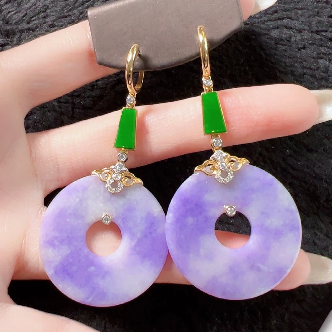 翡翠18K金镶嵌耳饰签收后24小时鉴赏期，过时不退