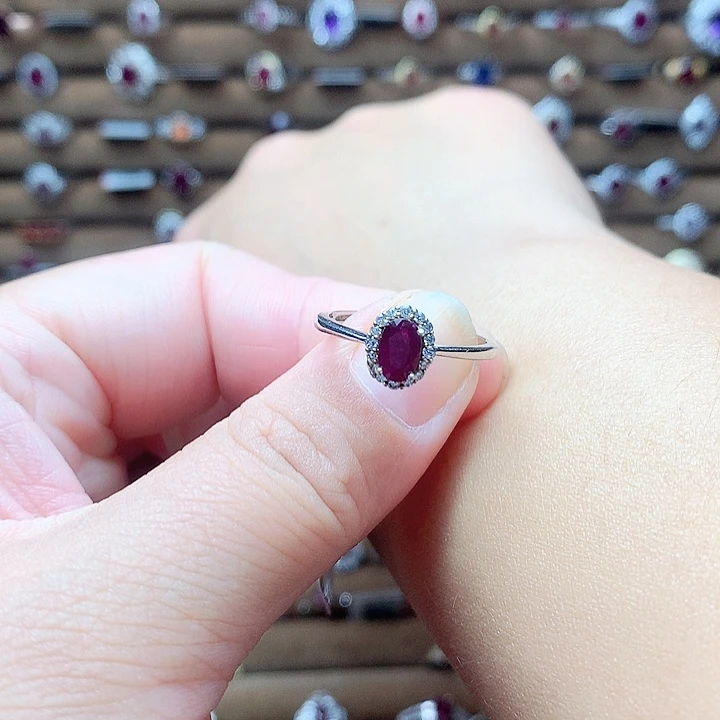 红宝石银S925镶嵌戒指
