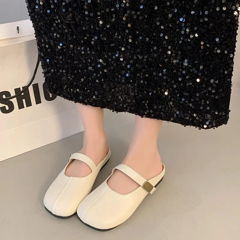 蒋肉肉复古风港味平底单鞋女百搭鞋子01487