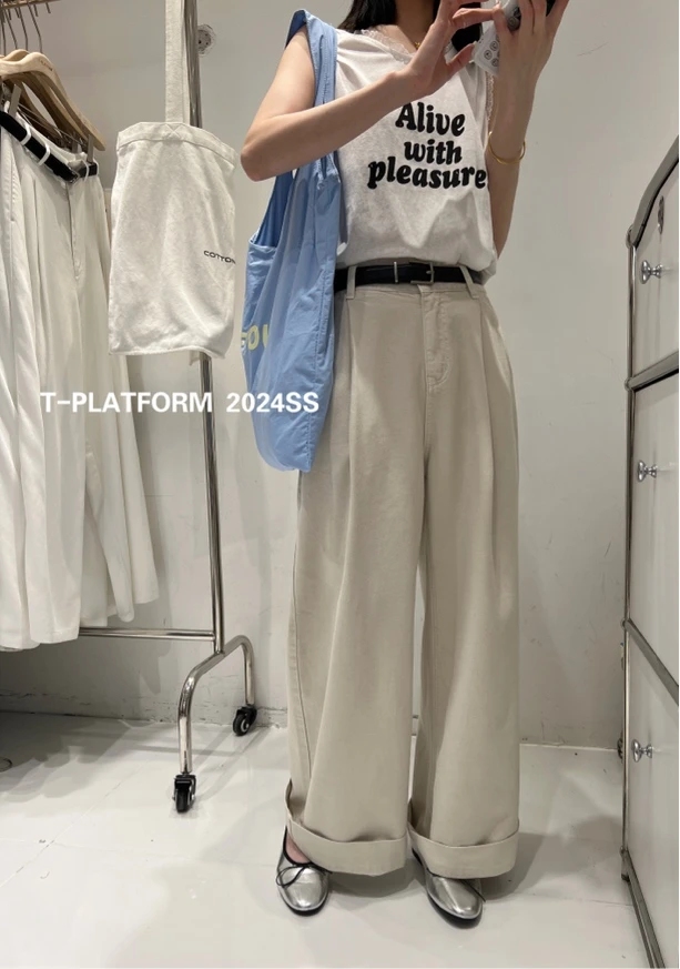 TT 福（1tt66757#）宽边休闲裤！宽松百搭休闲5-25