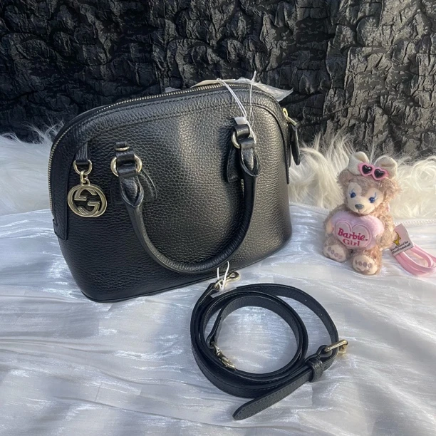 95新 GUCCI/古驰 古驰黑色贝壳包斜挎手提包