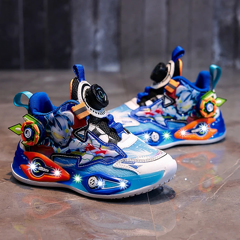 奥特曼童鞋男童秋冬季亮灯儿童加绒二棉运动鞋跑步鞋小孩宝宝棉鞋