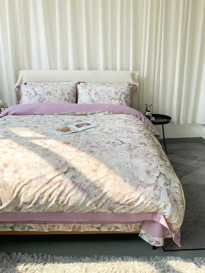 【高货清仓】超柔加密数码印花纯棉亲肤四件套-浮生-紫