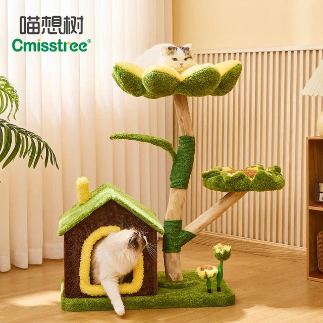 喵想树向日葵实木猫爬架猫窝猫树一体小户型不占地田园小屋猫玩具