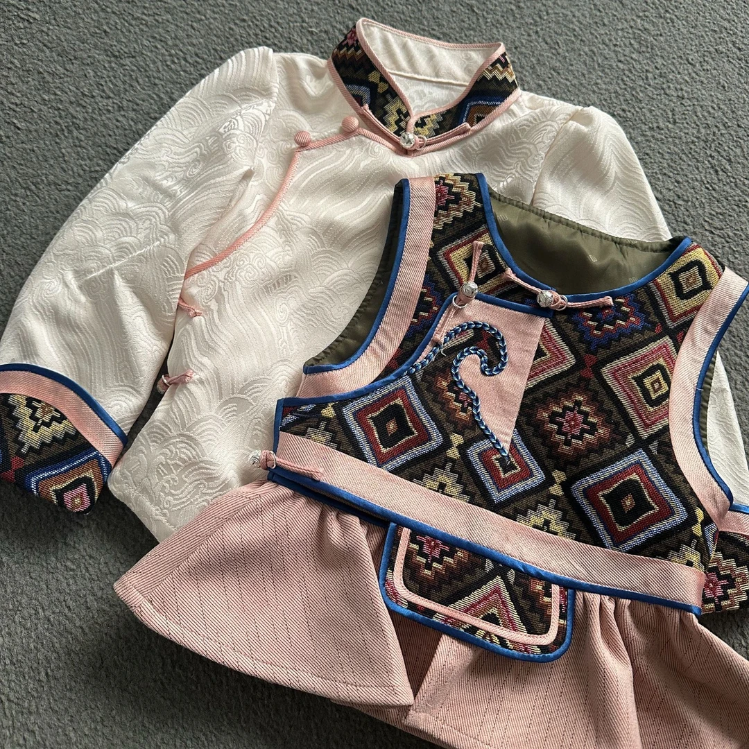 【黛尔玛精品服饰1】黛尔玛儿童款新品衬衣马甲两件套T1010