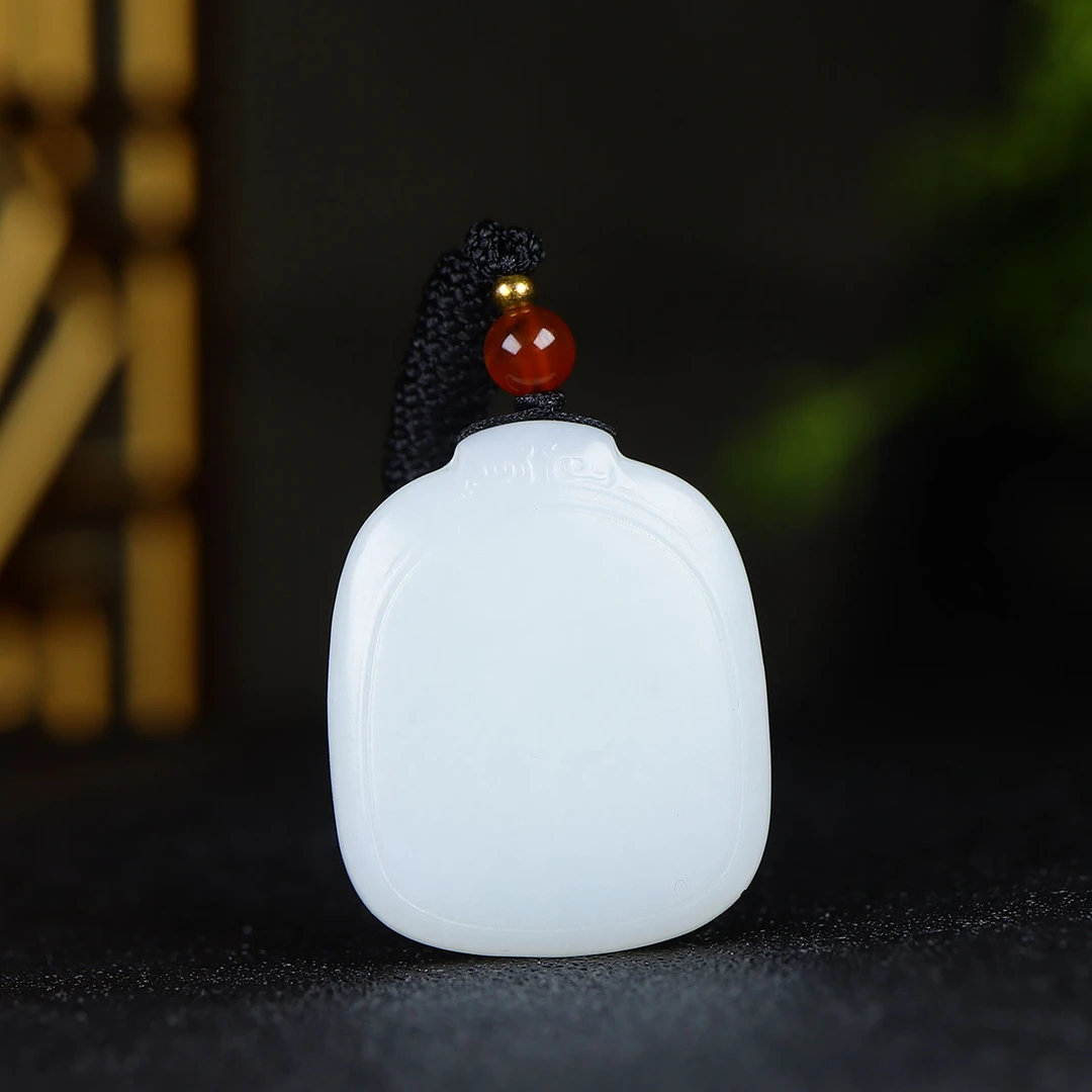 010411和田玉白玉平安牌挂件