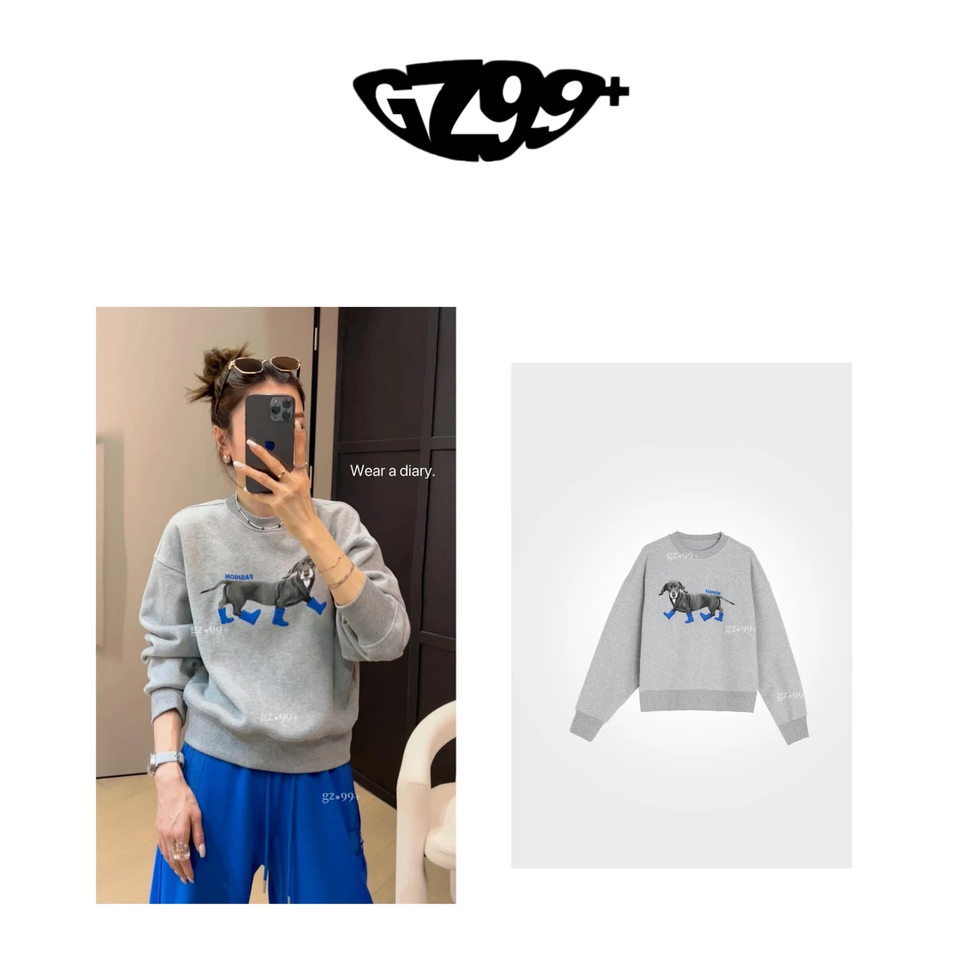 九儿【闲适行者】 冬季新款时尚休闲圆领领长袖卫衣-T6928