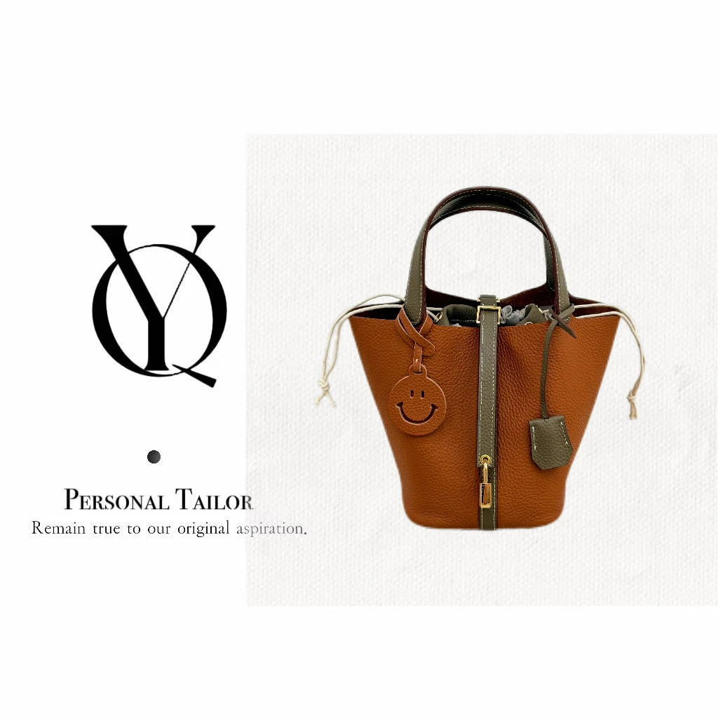 YUQIAO/【PICOTIN】菜篮子灰配棕头层TC皮18m真皮定制YQ029