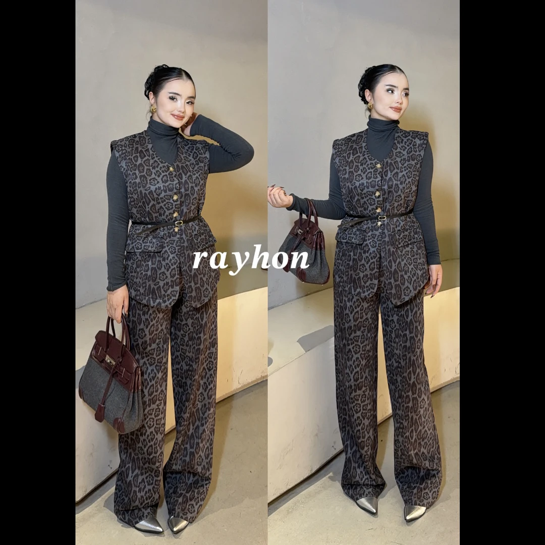 Rayhon新款轻奢马甲长裤套装秋冬百搭洋气气质时尚设计感