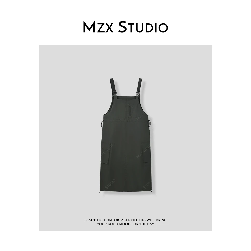 MZX 春夏季简约显瘦百搭口袋背带裤BDQ8277-A