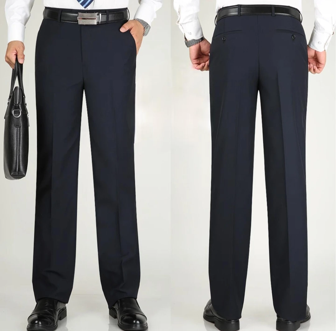 秋冬厚款宽松版大裤脚中老年西裤商务西裤高腰深档行政西裤