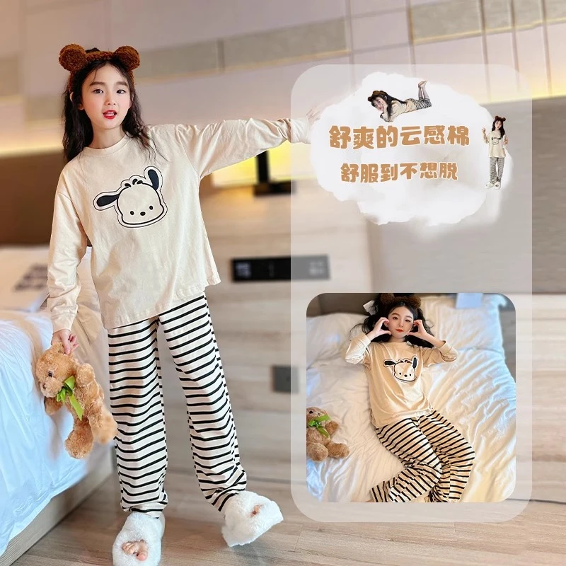 女孩睡衣春秋2025新款女童纯棉长袖家居服套装儿童可爱居家空调服