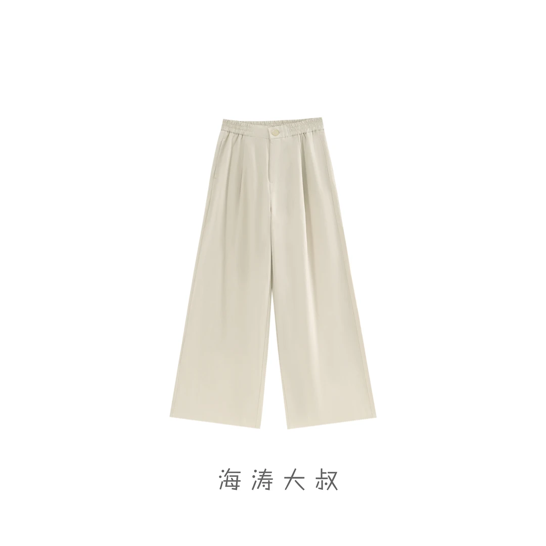 【海涛大叔】「丝麻纪」松紧腰莱赛尔亚麻直筒休闲裤
