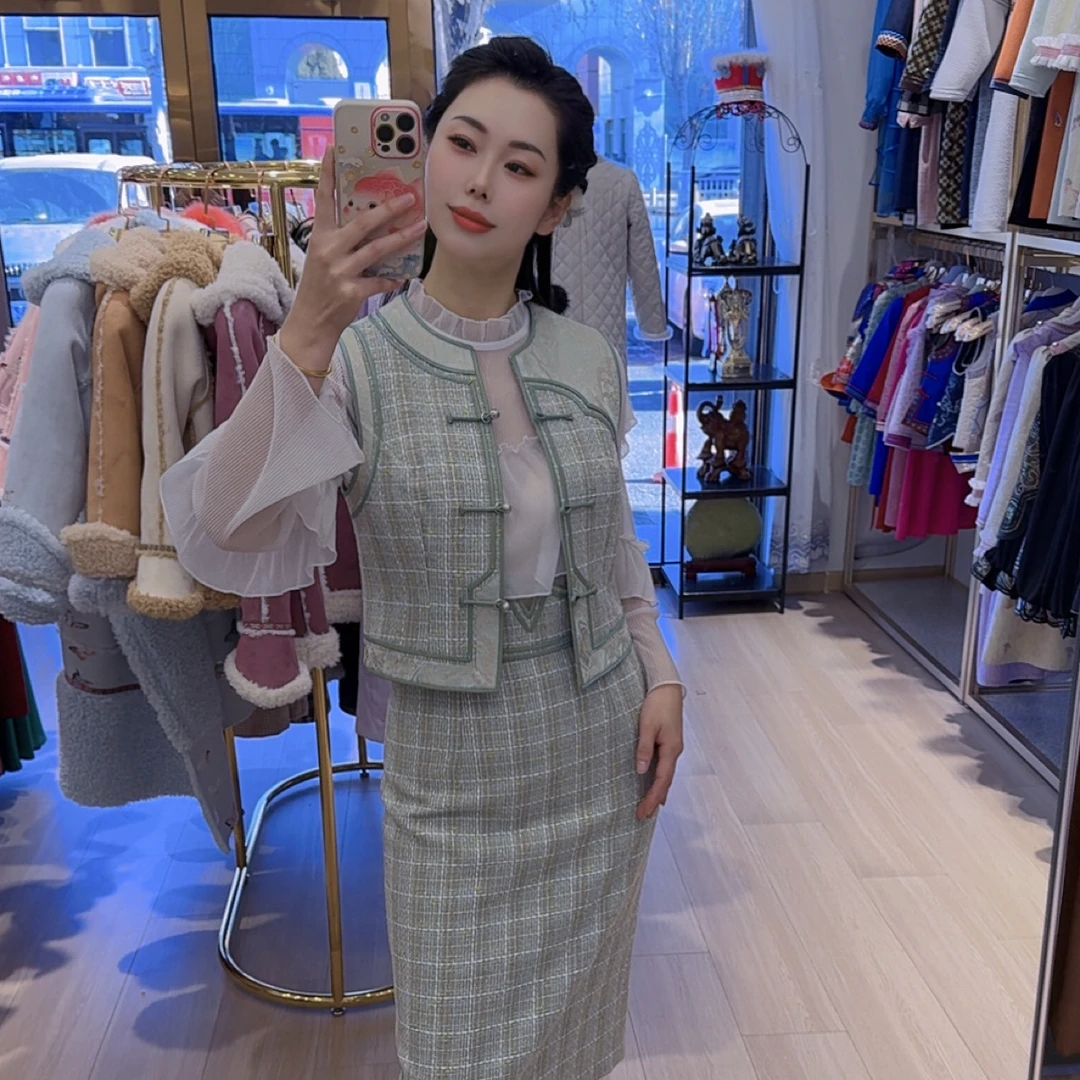 印象矜绣小香风套装马甲0389