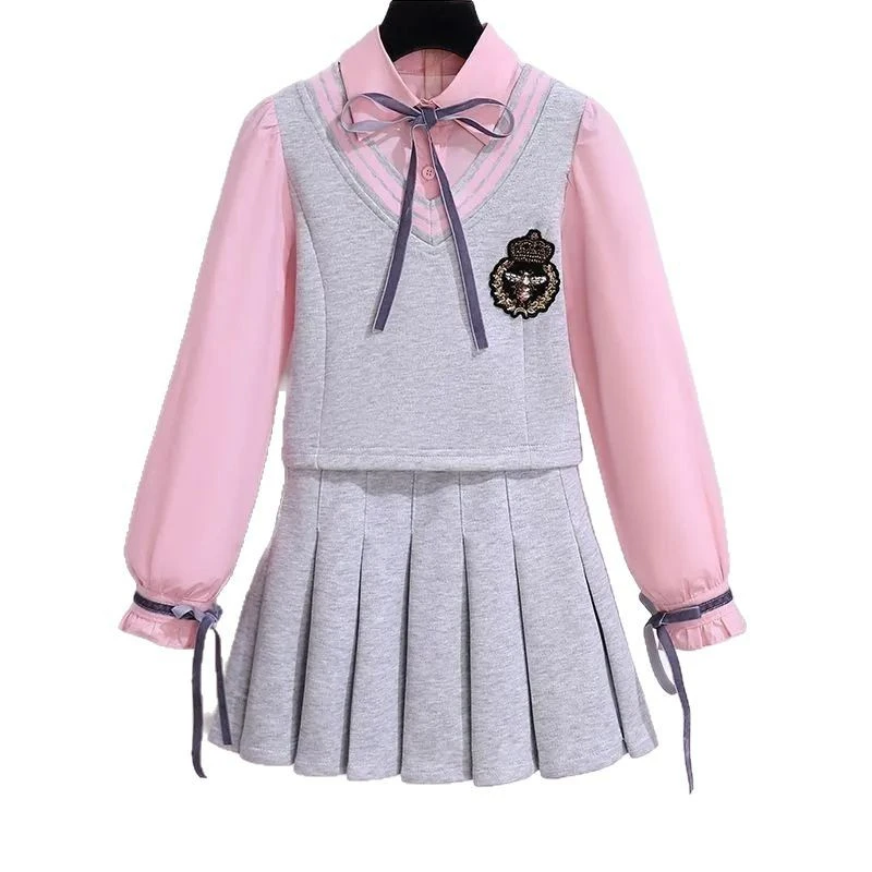 新品巴拉巴拉女童学院风制服春装两件套儿童女孩春秋季新款洋气上