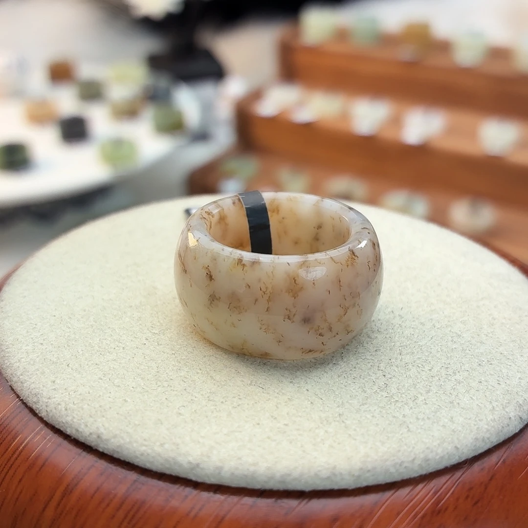 和田玉未镶嵌戒指i129桂花墩墩18.1mm港码16–17