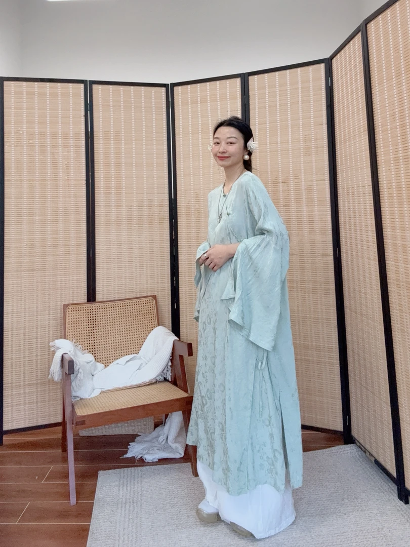 （青蛇传）舒适感新中式提花连衣裙宽松禅意长款