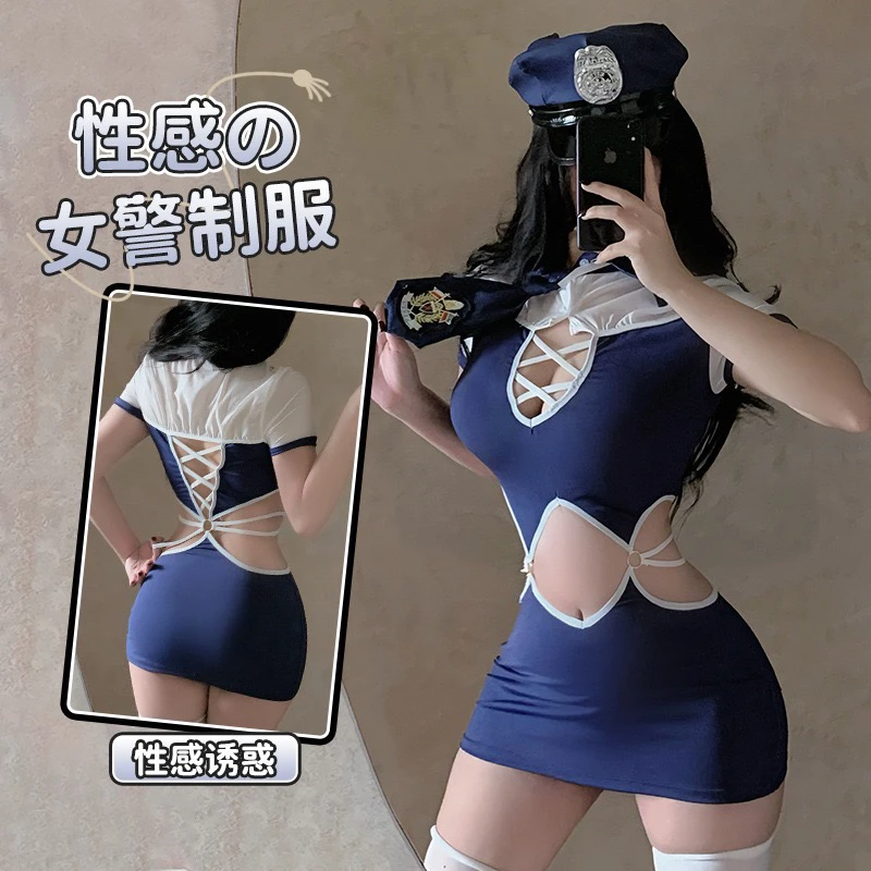 【麻辣女教】连体绑带水手制服夜场女警cos办公室OL套装纯欲慵懒