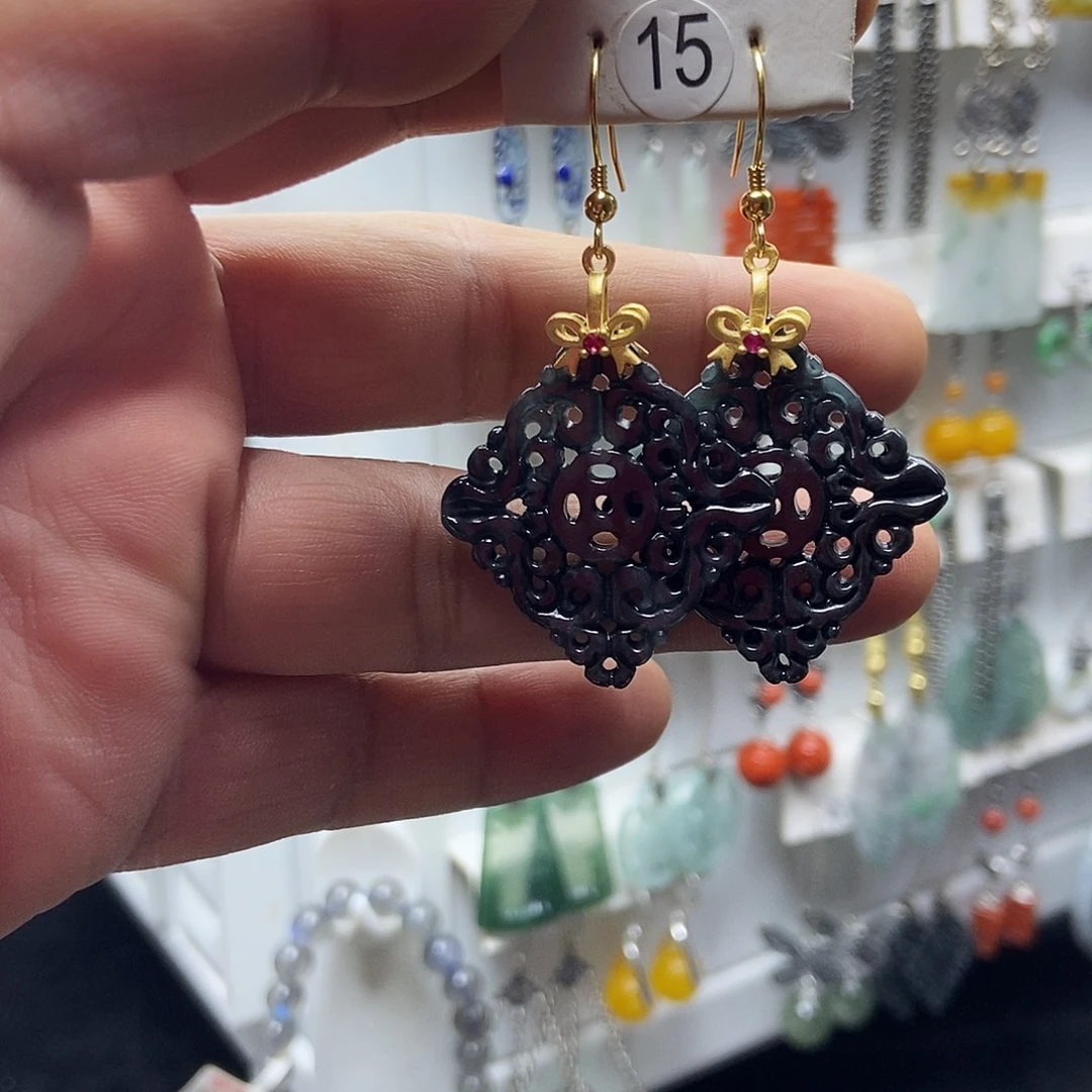 翡翠银S925镶嵌耳饰品质珠宝