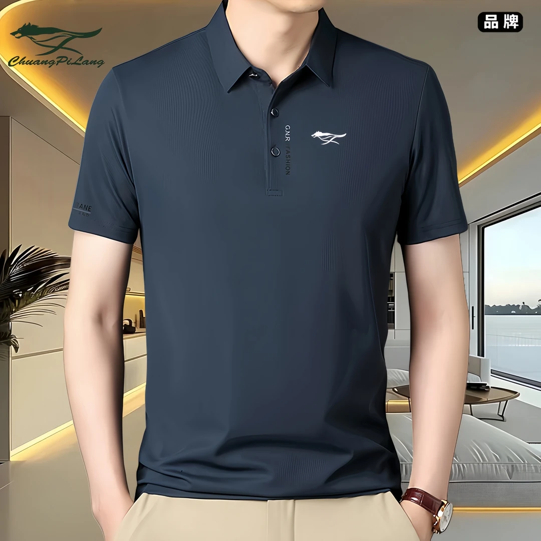 品牌男士休闲短袖polo衫夏季新款中年商务翻领宽松百搭时尚半袖男