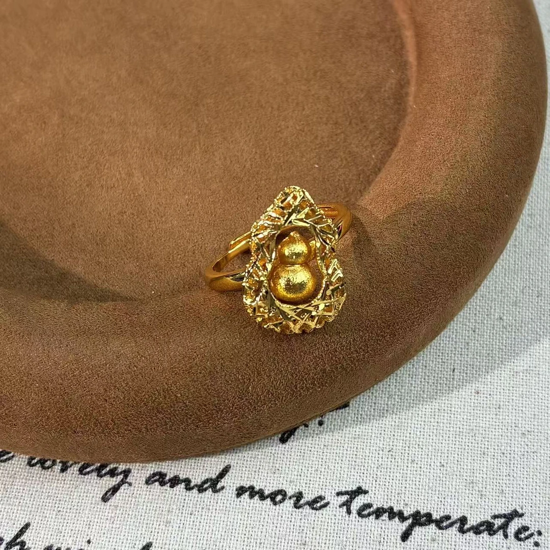 铜合金戒指  远远（YY1019）镀K金开口轻奢气质葫芦