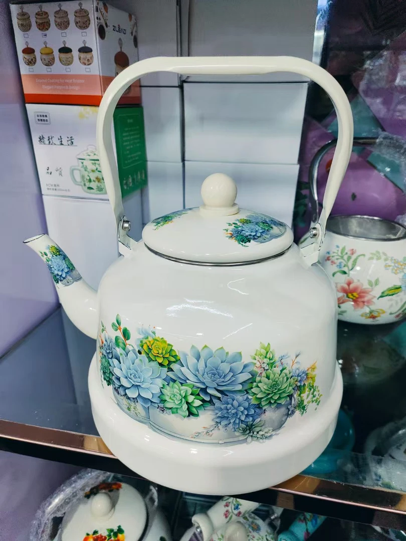 6L搪瓷茶壶，加厚，家用大容量茶壶，烧水壶，奶茶壶