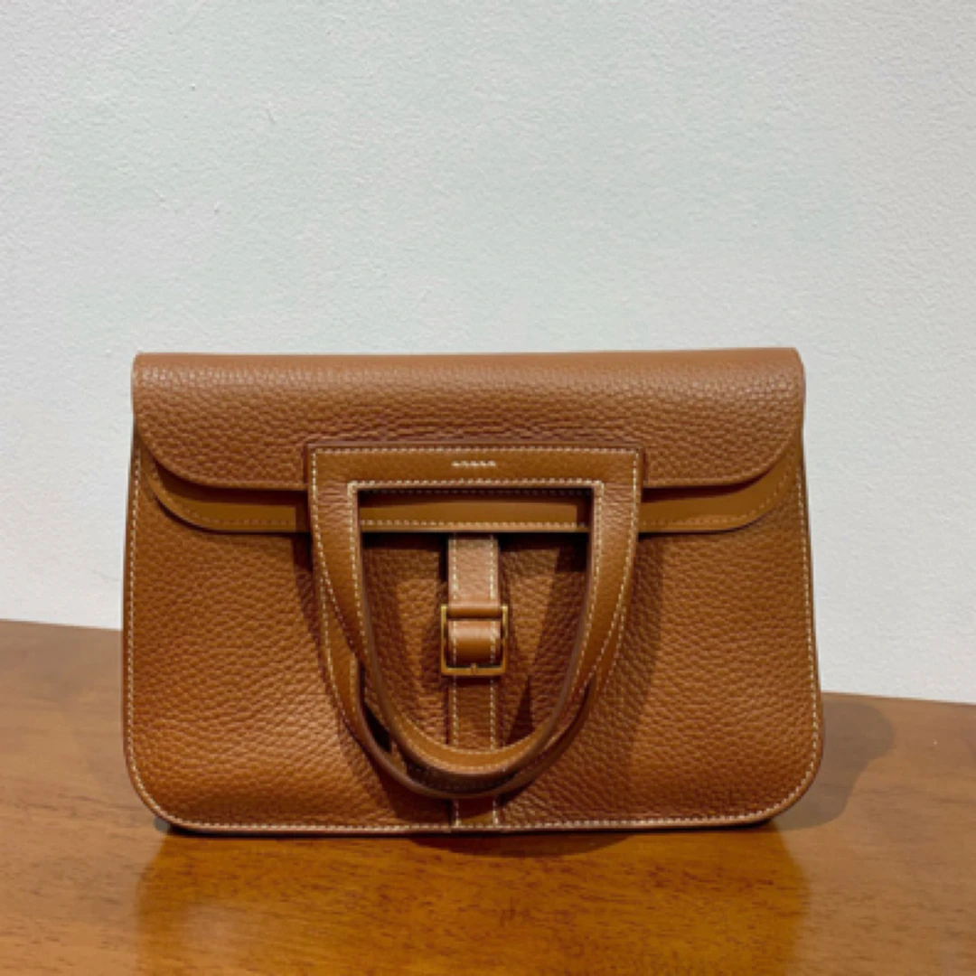 99新 Hermes/爱马仕 金棕 halzan25 女士经典百搭斜挎包
