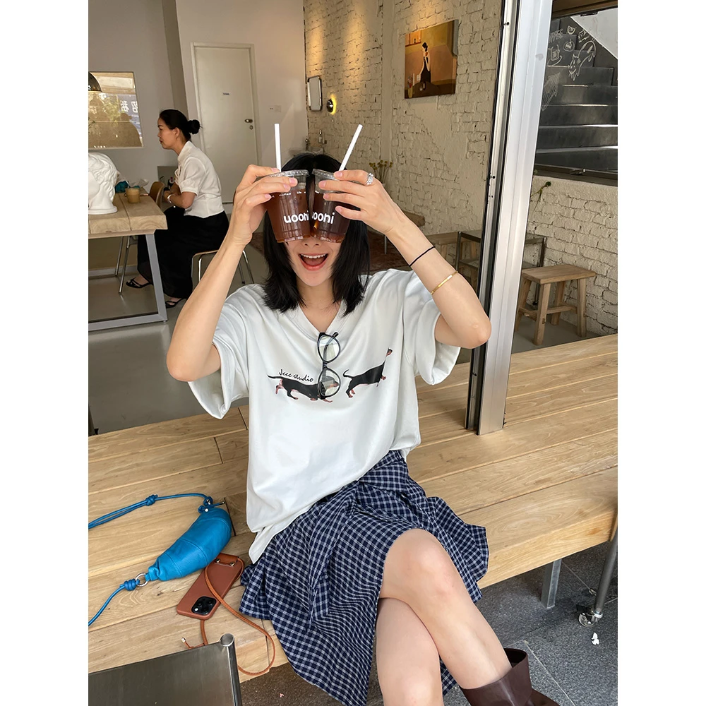 JCCC影子【腊肠粉】百搭腊肠小狗印花短袖T恤JE5ABX14