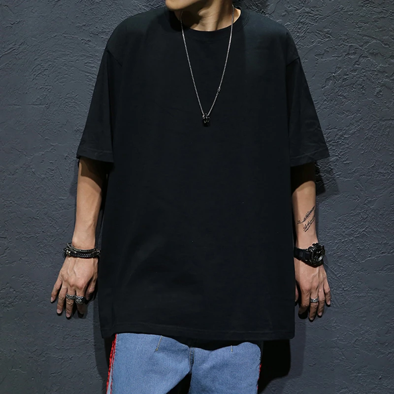 大码纯色T恤  宽松短袖打底衫  加肥大号宽松男士净版t恤衫简约