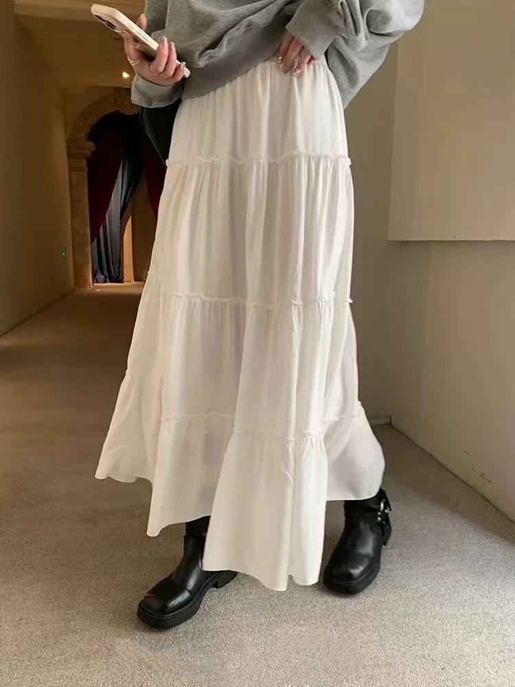 9675#大码春季新款纯色洋气百搭蛋糕裙（秒货无运险默认微瑕）