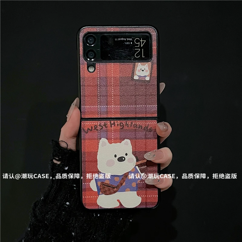 （三星zflip4系列）金属折叠皮纹适用三星zflip4/zflip3手机壳防摔