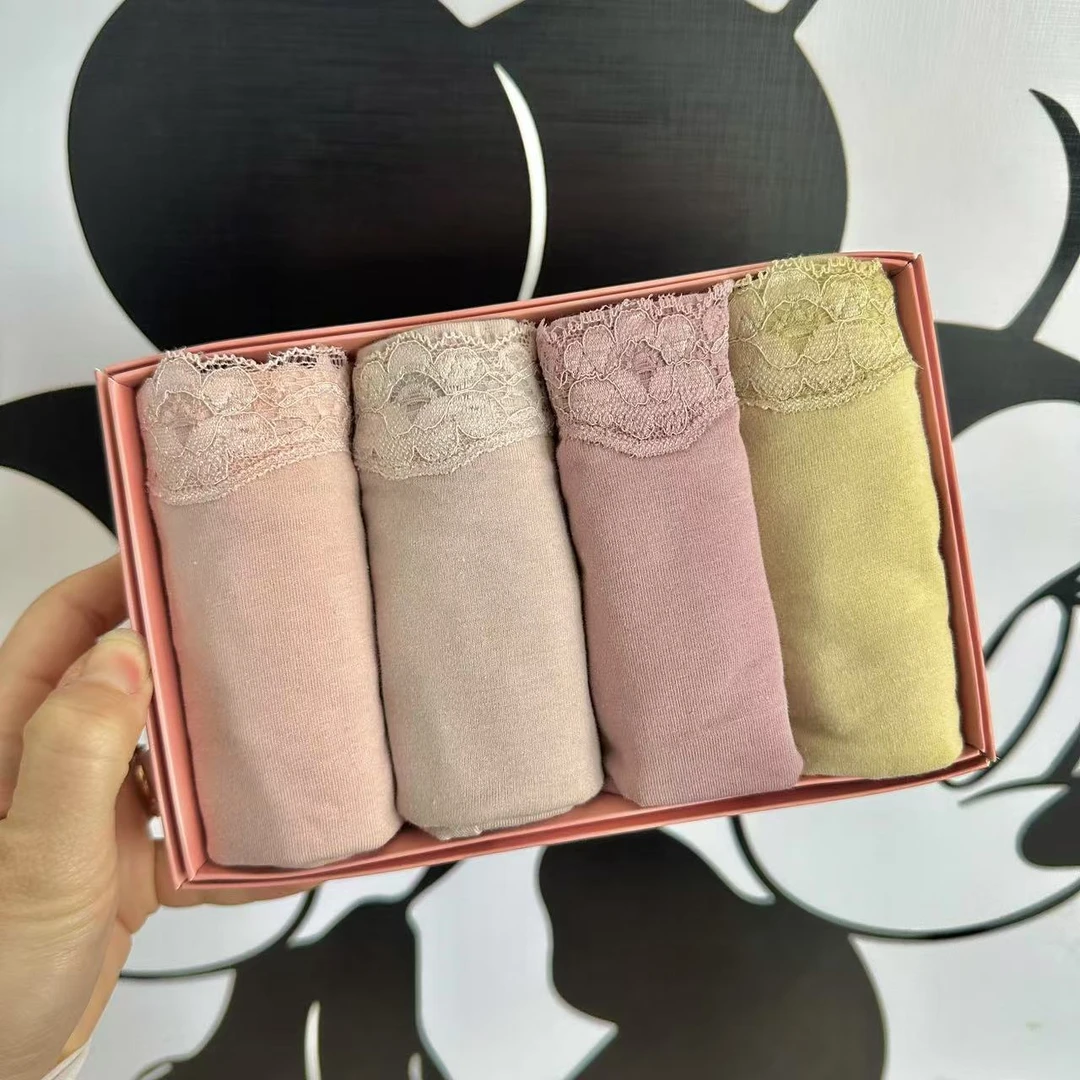 500女士高腰蕾丝抑菌裆收腹提臀性感内裤