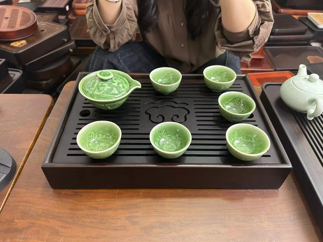 高山老楠竹干泡蓄水直排三用简约大号茶盘茶具家用长方形竹茶盘