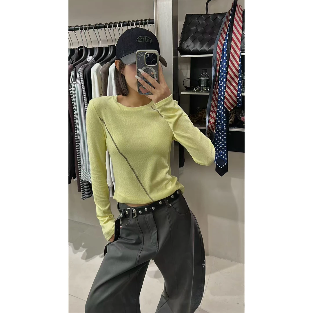 （福）经典T！明线设计圆领舒适感T恤（2R6086#）爱唯依