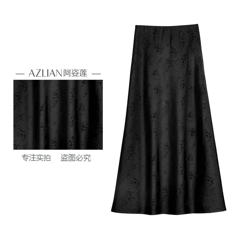 【佳佳定制】夏季时尚醋酸裙子女垂感显瘦夏季缎面a字裙 PX-1731