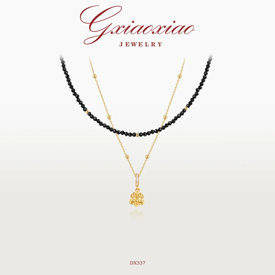 G XIAOXIAO 镀K金 时尚气质高级百搭叠戴款鸢尾花项链 DX337