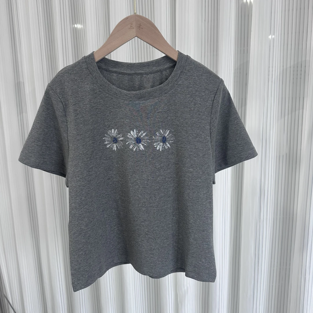 【213-NG】小雏菊圆领休闲风短袖T恤夏季高品质均码休闲