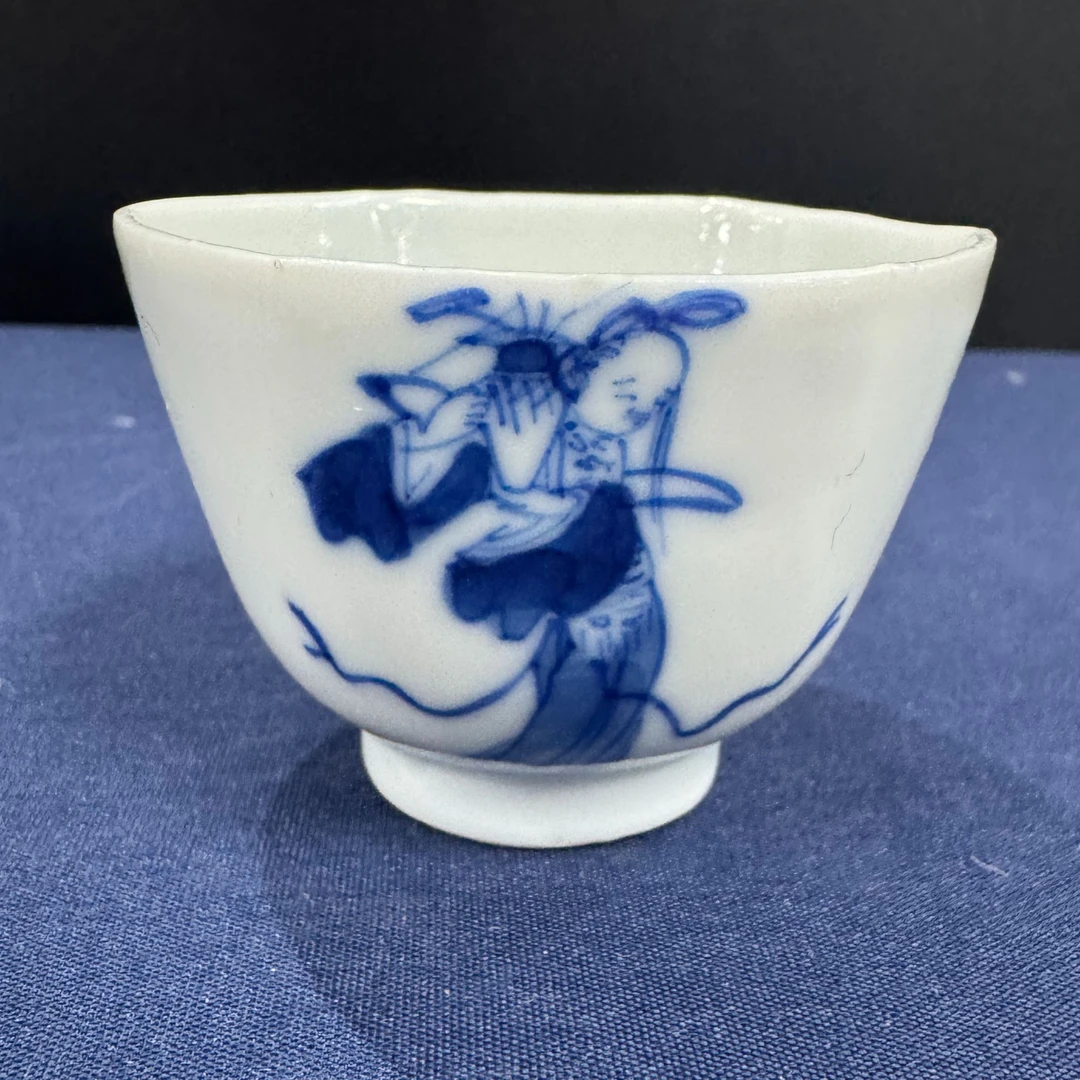 清 道光 青花人物六方杯MA-0158