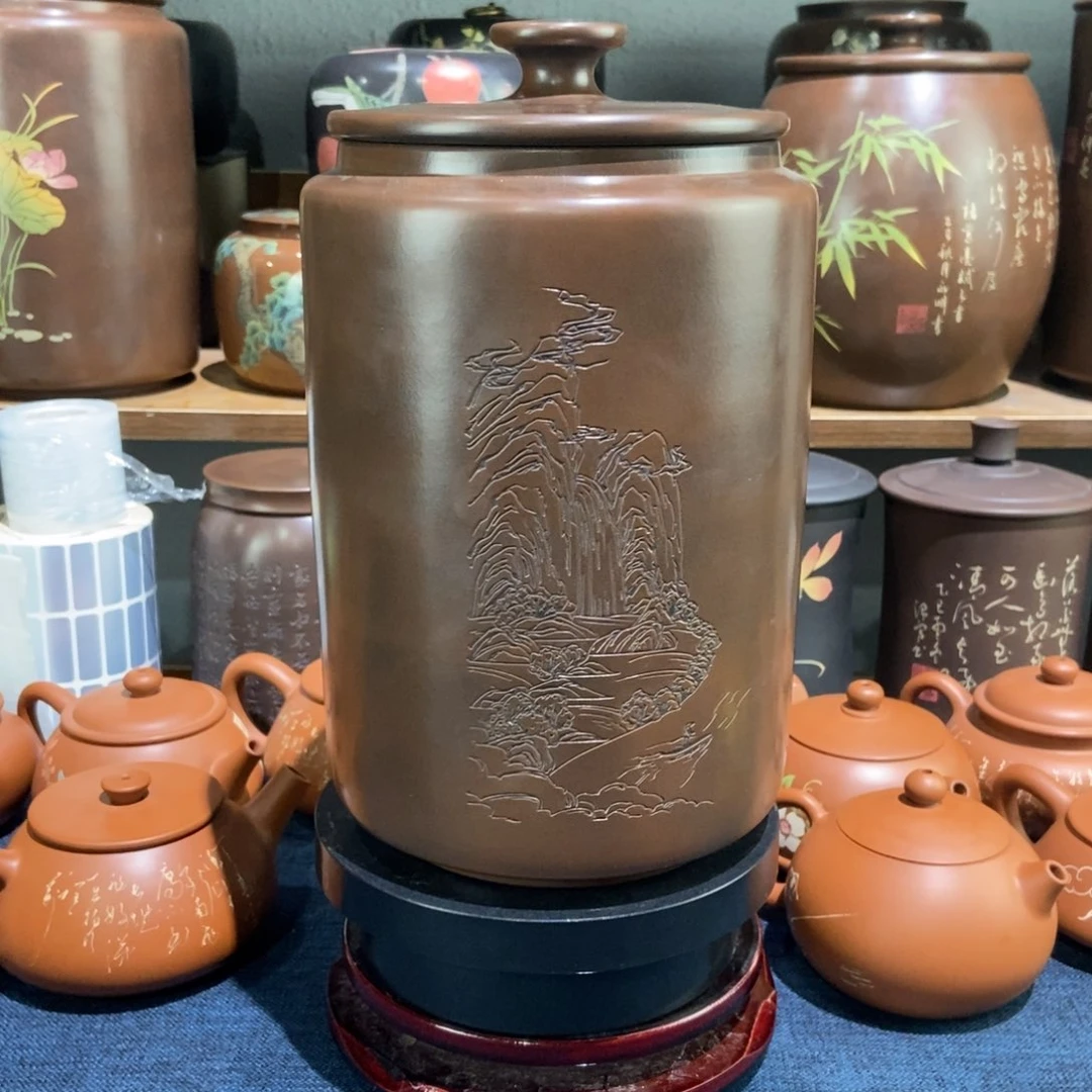 3微瑕建水紫陶手工精磨醒茶罐