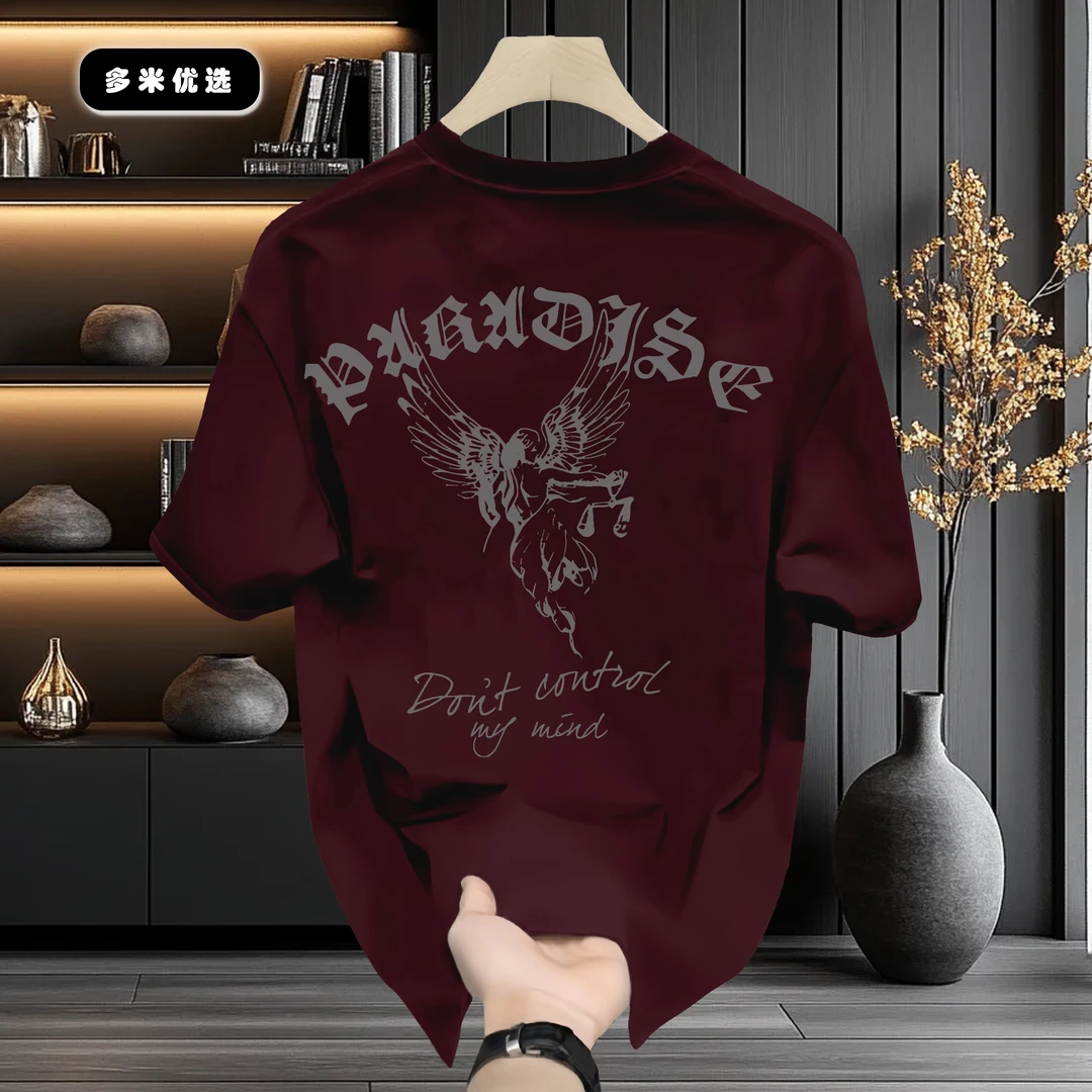 2025夏季新款纯棉短袖男士国潮设计图圆领宽松百搭半袖体恤上衣