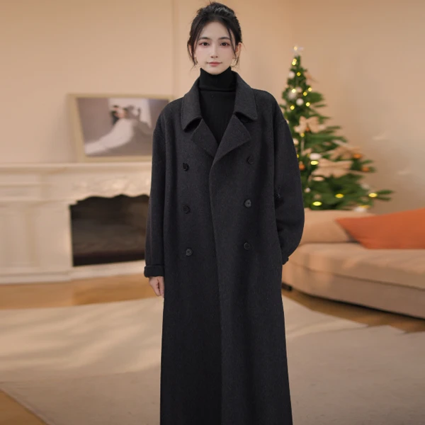韩版宽松慵懒显瘦遮肉气质绵羊毛冬季百搭时尚中长款大衣女秋冬Z