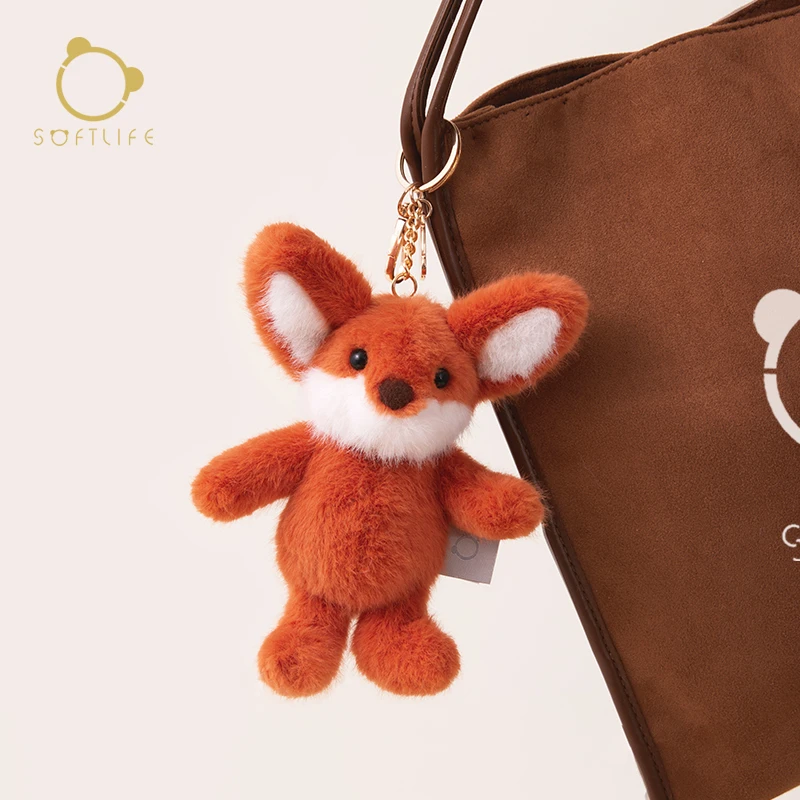 softlife狐狸书包挂件公仔钥匙扣毛绒玩偶可爱包包挂饰节日礼物女
