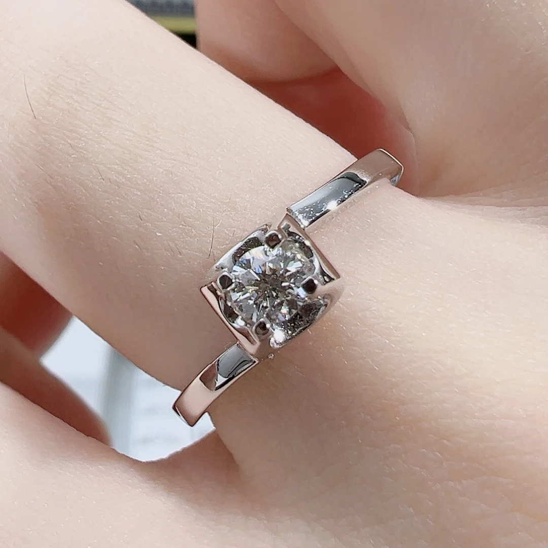 天然钻石戒指/指环18K金镶嵌WJ17120269