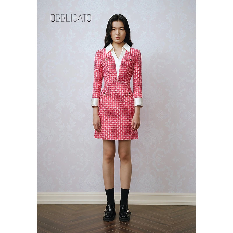 OBBLIGATO奥丽嘉朵春季1C33105040拼接气质连衣裙