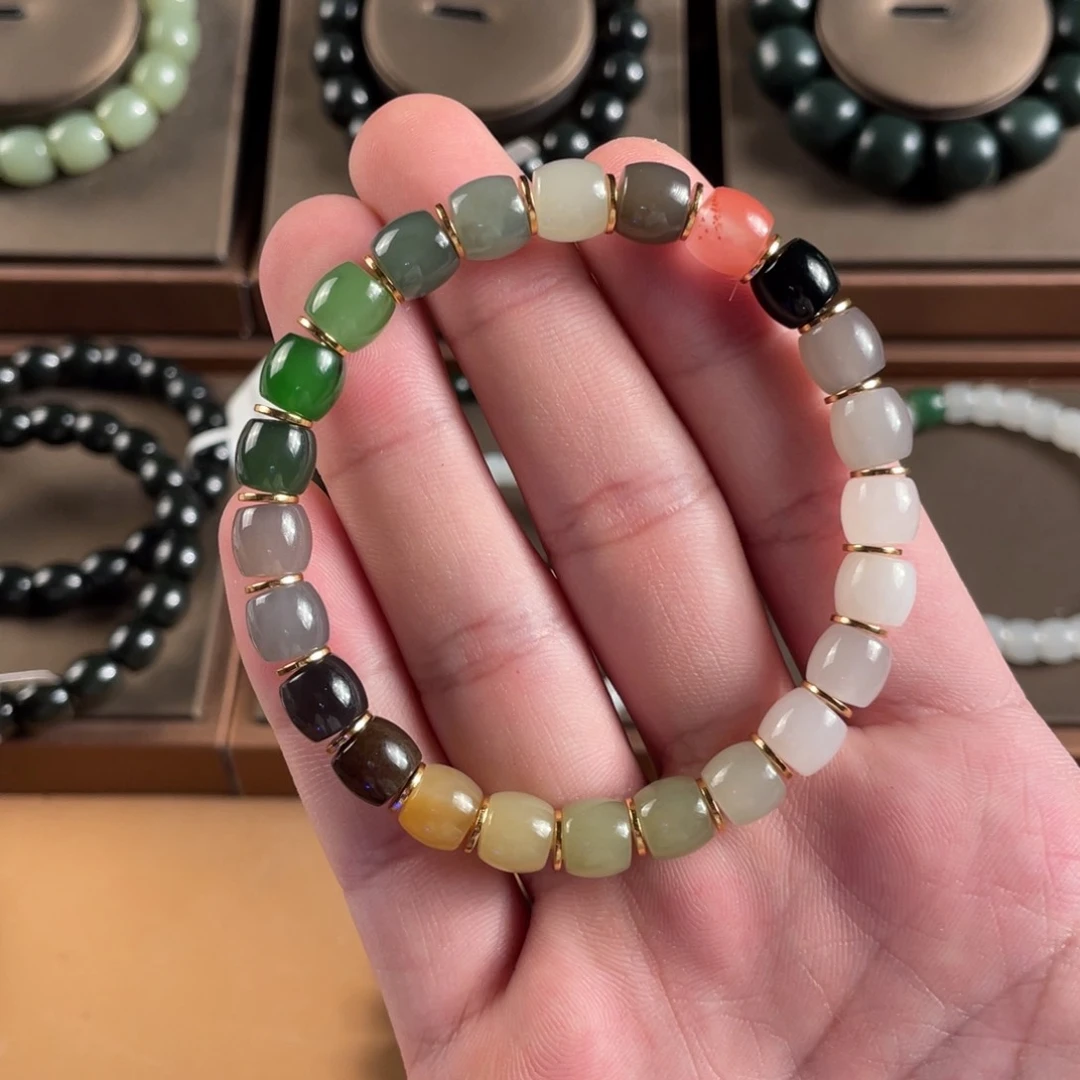 未镶嵌手串和田玉铁**生